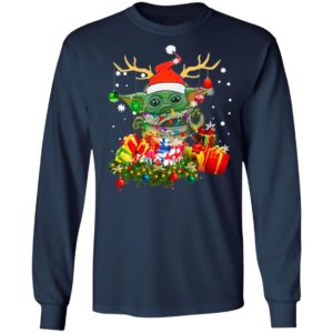 Baby Yoda Hat Santa Reindeer Gift Christmas Sweatshirt