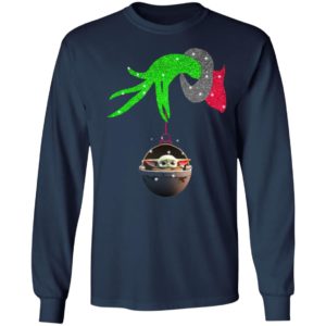 Grinch hand holding Baby Yoda Shirt
