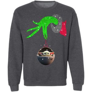 Grinch hand holding Baby Yoda Shirt