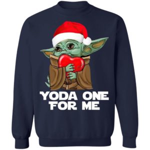 Santa Baby Yoda One For Me Hug Heart Christmas Shirt