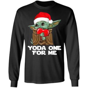 Santa Baby Yoda One For Me Hug Heart Christmas Shirt