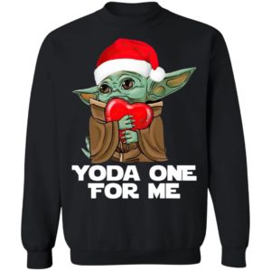 Santa Baby Yoda One For Me Hug Heart Christmas Shirt