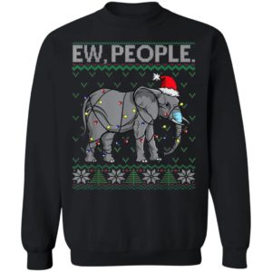 Ew People Elephant Face Mask Santa Ugly Christmas Sweater