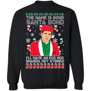 The Name Is Bond Santa Bond I’ll Have An Eggnog Shaken Not Stirred Ugly Christmas Sweater