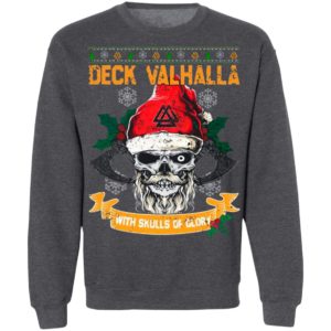 Santa Claus Skull Deck Valhalla With Skulls Of Glory Ugly Christmas Sweatshirt