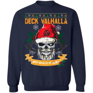 Santa Claus Skull Deck Valhalla With Skulls Of Glory Ugly Christmas Sweatshirt