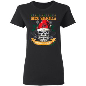 Santa Claus Skull Deck Valhalla With Skulls Of Glory Ugly Christmas Sweatshirt