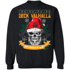 Santa Claus Skull Deck Valhalla With Skulls Of Glory Ugly Christmas Sweatshirt