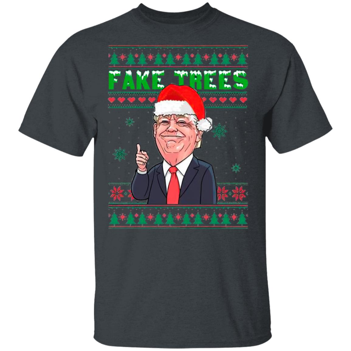 Fake Trees Red Tie Trump for President No Joe Biden Ugly Christmas Sweater