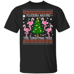 Flamingos Flocking Around The Christmas Tree Ugly Sweater Flamingos Flocking Around The Christmas Tree Ugly Sweater