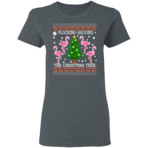 Flamingos Flocking Around The Christmas Tree Ugly Sweater