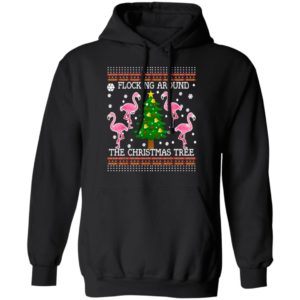 Flamingos Flocking Around The Christmas Tree Ugly Sweater