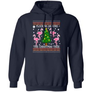 Flamingos Flocking Around The Christmas Tree Ugly Sweater