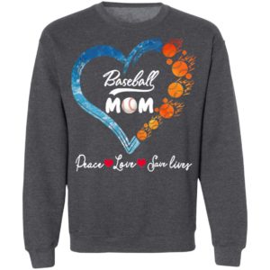Peace Love Save Lives Baseball Mom Heart Shirt, Ladies Tee