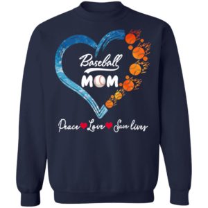 Peace Love Save Lives Baseball Mom Heart Shirt, Ladies Tee