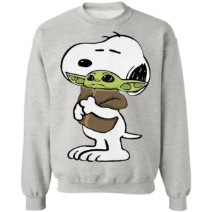 Snoopy Hug Baby Yoda Shirt, Long Sleeve, Hoodie