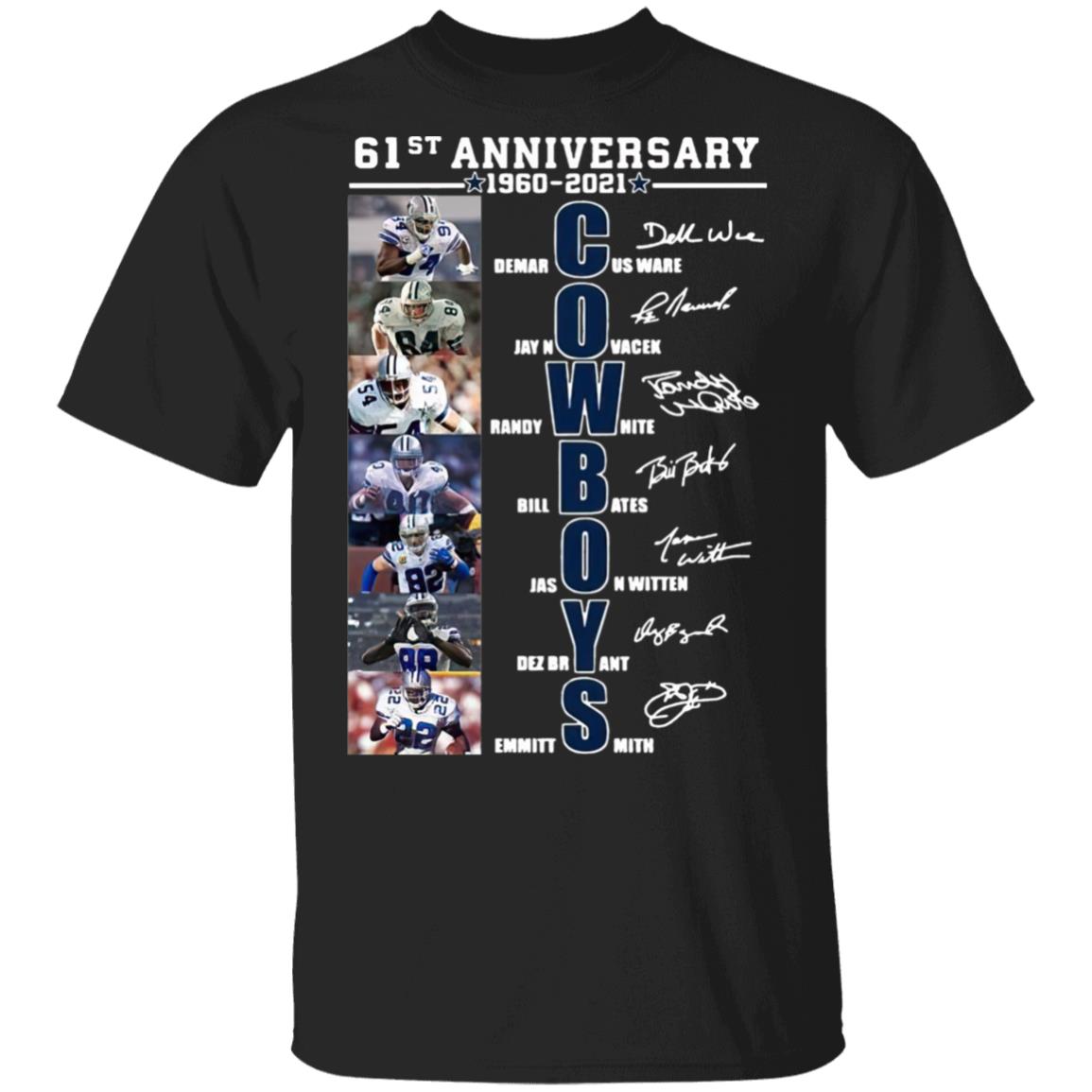Cowboys 61st Anniversary Players Signatures 1960 2021 Shirt
