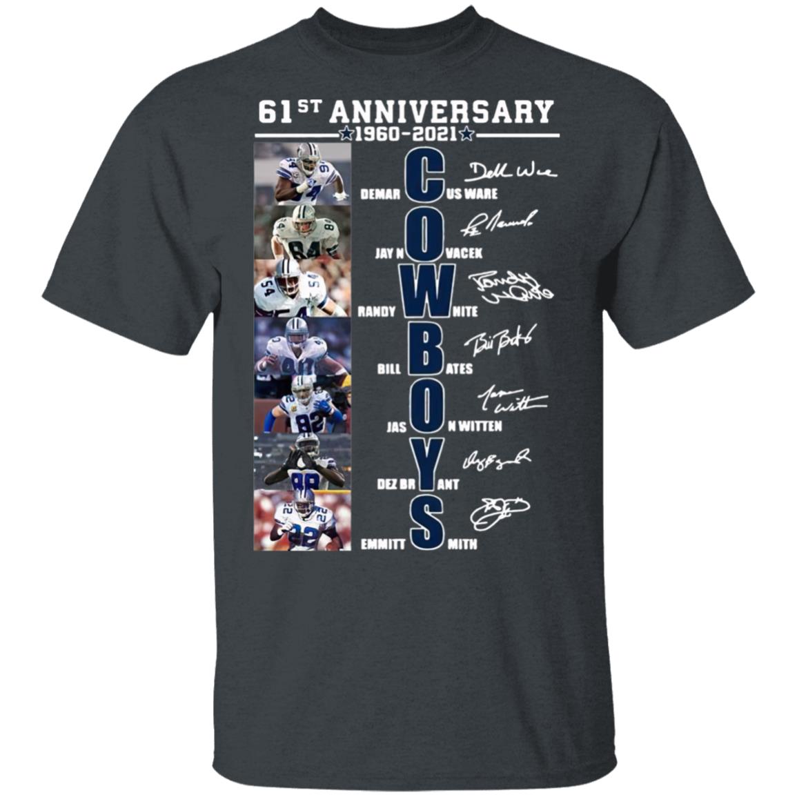 Cowboys 61st Anniversary Players Signatures 1960 2021 Shirt
