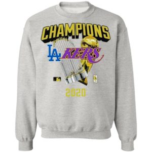 Los Angeles Dodgers Lakers 2020 World Champions Trophies Shirt