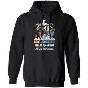 Kobe Bryant LeBron James and Corey Seager Los Angeles Lakers Dodgers City Of Champions 2020 Signatures Shirt