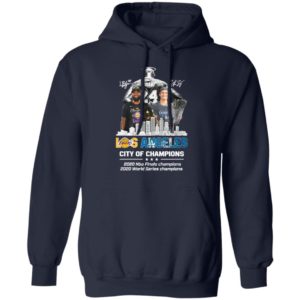 Kobe Bryant LeBron James and Corey Seager Los Angeles Lakers Dodgers City Of Champions 2020 Signatures Shirt