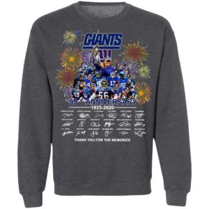 The New York Giants 95th Anniversary 1925 2020 Thank You For The Memories Signatures Shirt