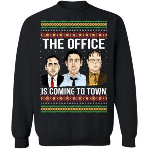 The Offfce Is Coming To Town Michael Scott Jim Halpert Dwight Schrute Ugly Christmas Sweater
