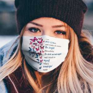 Butterfly I See Skies Of Blue And Clouds Of White What A Wonderful World face mask