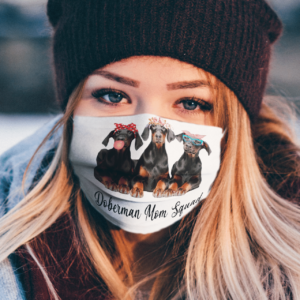 Doberman Mom Squad Flower face mask