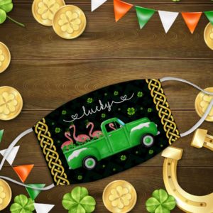 St Patrick’s Leprechaun Flamingos Face Mask