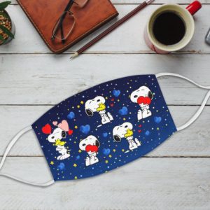 Snoopy Hugging Woodstock and Heart Valentine Face Mask
