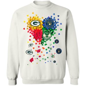 Heart Green Bay Packers And Milwaukee Brewers Milwaukee Bucks Football Shirt