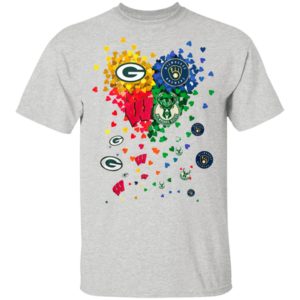 Heart Green Bay Packers And Milwaukee Brewers Milwaukee Bucks Football Shirt