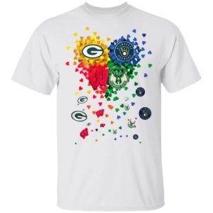 Heart Green Bay Packers And Milwaukee Brewers Milwaukee Bucks Football Shirt