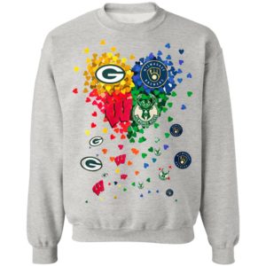 Heart Green Bay Packers And Milwaukee Brewers Milwaukee Bucks Football Shirt