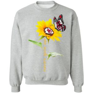 Kansas City Chiefs Football Sunflower And Butterfly Never Give Up Shirt