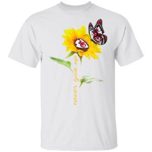 Kansas City Chiefs Football Sunflower And Butterfly Never Give Up Shirt
