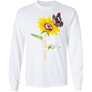 Kansas City Chiefs Football Sunflower And Butterfly Never Give Up Shirt