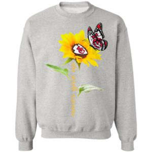 Kansas City Chiefs Football Sunflower And Butterfly Never Give Up Shirt