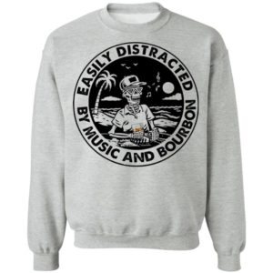 Skeleton Beach Easily Distracted By Music And Bourbon Shirt