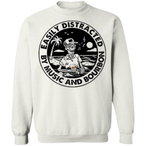 Skeleton Beach Easily Distracted By Music And Bourbon Shirt