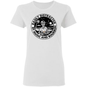 Skeleton Beach Easily Distracted By Music And Bourbon Shirt