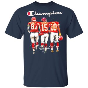 Travis Kelce Patrick Mahomes and Tyreek Hill Mvp Champions signatures shirt