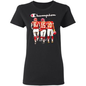 Travis Kelce Patrick Mahomes and Tyreek Hill Mvp Champions signatures shirt