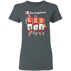 Travis Kelce Patrick Mahomes and Tyreek Hill Mvp Champions signatures shirt