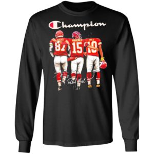 Travis Kelce Patrick Mahomes and Tyreek Hill Mvp Champions signatures shirt