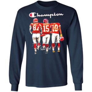 Travis Kelce Patrick Mahomes and Tyreek Hill Mvp Champions signatures shirt