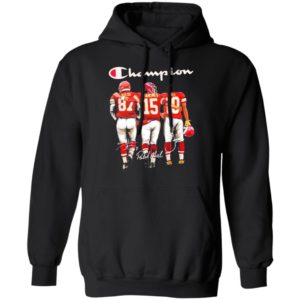 Travis Kelce Patrick Mahomes and Tyreek Hill Mvp Champions signatures shirt