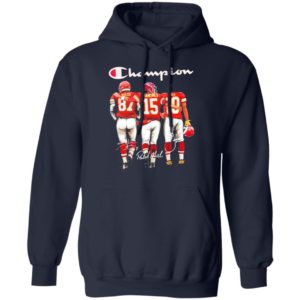 Travis Kelce Patrick Mahomes and Tyreek Hill Mvp Champions signatures shirt