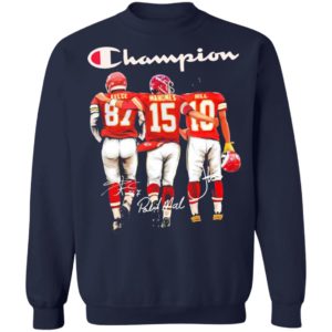 Travis Kelce Patrick Mahomes and Tyreek Hill Mvp Champions signatures shirt
